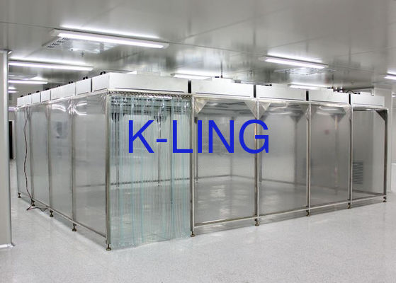 Phòng sạch lớp 10000 Softwall với khung thép không gỉ và bộ lọc quạt