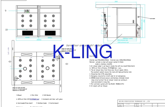 Bồn tắm không khí phòng thí nghiệm bằng thép không gỉ Với hệ thống chiếu sáng LED 22-30m/s Tốc độ không khí 1000-3000m3/h Dòng không khí