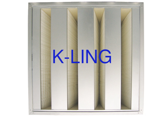 Hiệu suất V Bank Air Filter With Holt Melt Beads Spacer EVA Gasket Glass Fiber Media