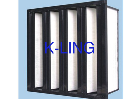 Năng lượng bụi V Bank Filter với Holt Melt Beads Spacer H13 H14 Grade 18 Sq.m Media Area