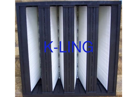 Khả năng bặm bụi Sợi thủy tinh V Ngân hàng Bộ lọc không khí F7-F9 Hạng cho ứng dụng nhiệt độ 80.C