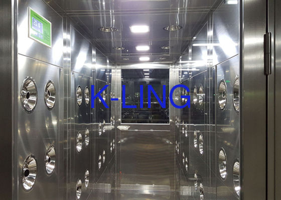 Lớp 100 Tắm không khí phòng sạch với điều khiển PLC và thép không gỉ SUS304 Xây dựng cho hàng hóa