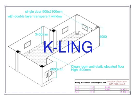 Phòng sạch mô-đun dày 50mm với độ ồn nhỏ hơn 65 DB và vật liệu sàn hợp kim nhôm hoặc PVC cho môi trường phòng thí nghiệm