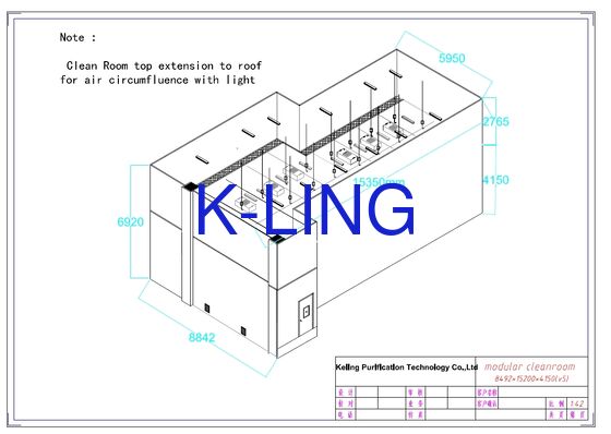 Phòng sạch mô-đun dày 50mm với độ ồn nhỏ hơn 65 DB và vật liệu sàn hợp kim nhôm hoặc PVC cho môi trường phòng thí nghiệm