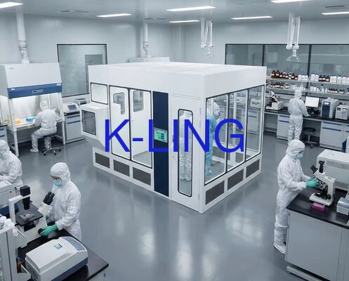 Phòng sạch mô-đun tường cứng với cửa sổ kính hữu cơ chân không hai lớp và tấm panel sandwich bông khoáng thủy tinh magie cho độ tinh khiết ISO5 ISO6 ISO7 ISO8