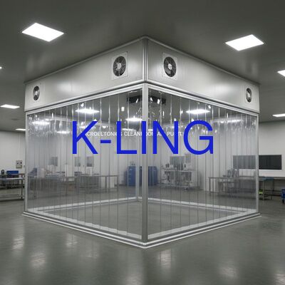 Phòng sạch mô-đun với bộ lọc HEPA và bộ lọc có kính Magnesium Rock Wool Sandwich Panel 50mm và kính hữu cơ chân không hai lớp
