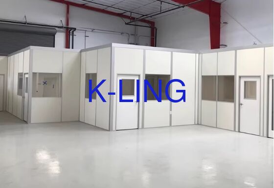 Hệ thống phòng sạch mô-đun dày 50mm với sàn epoxy và Mức độ sạch ISO 5 cho sản xuất thiết bị quang học