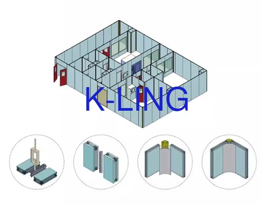 Hệ thống phòng sạch mô-đun với độ tinh khiết từ ISO Class 5 đến ISO Class 8, Kích thước tùy chỉnh và Đèn trần tích hợp